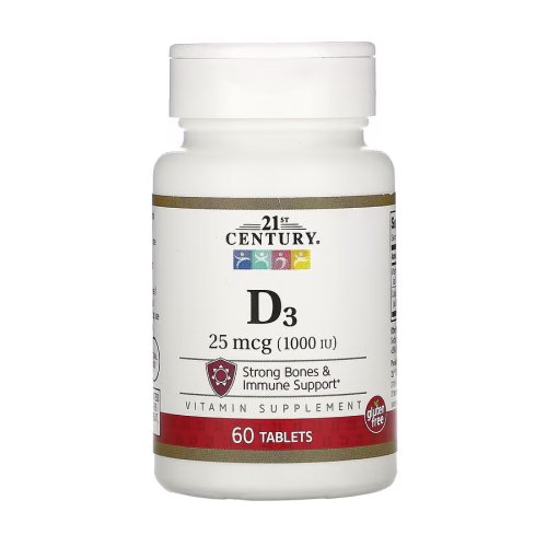21st Century Витамины и минералы 21st Century Vitamin D3 25 mcg, 60 таблеток, , 