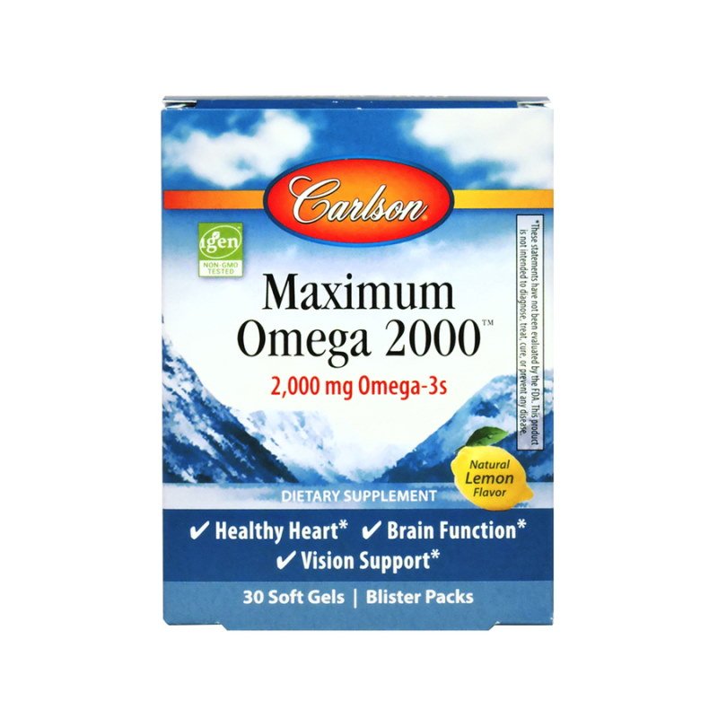 Жирные кислоты Carlson Labs Maximum Omega 2000, 30 капсул,  мл, Carlson Labs. Жирные кислоты (Omega). Поддержание здоровья 