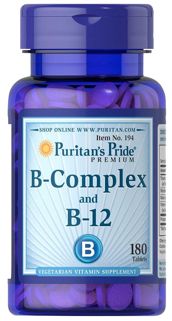 Puritan's Pride B-Complex with B-12 90 таблеток,  ml, Puritan's Pride. Vitamins and minerals. General Health Immunity enhancement 