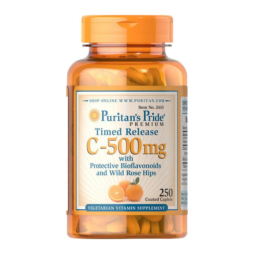 Витамин С Puritan's Pride Vitamin C-500 mg with Rose Hips Time Release (100 капс) пуританс прайд,  мл, Puritan's Pride. Витамин C. Поддержание здоровья Укрепление иммунитета 