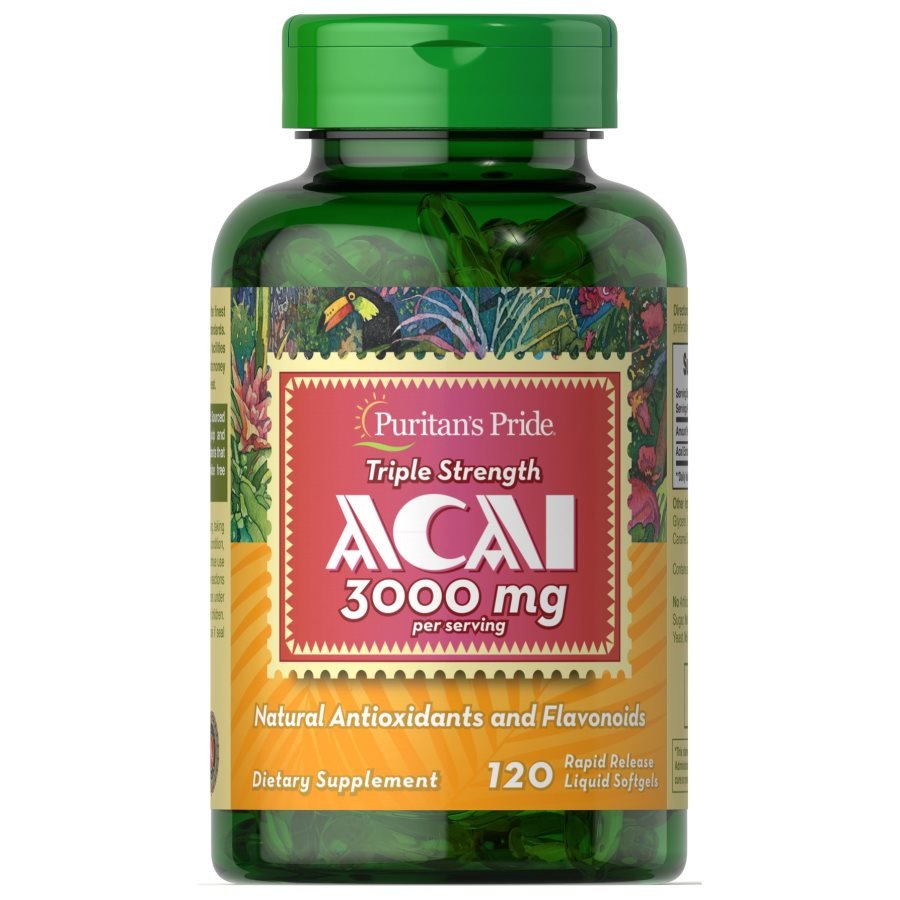 Натуральная добавка Puritan's Pride Acai 3000 mg, 120 капсул,  мл, Puritan's Pride. Hатуральные продукты. Поддержание здоровья 