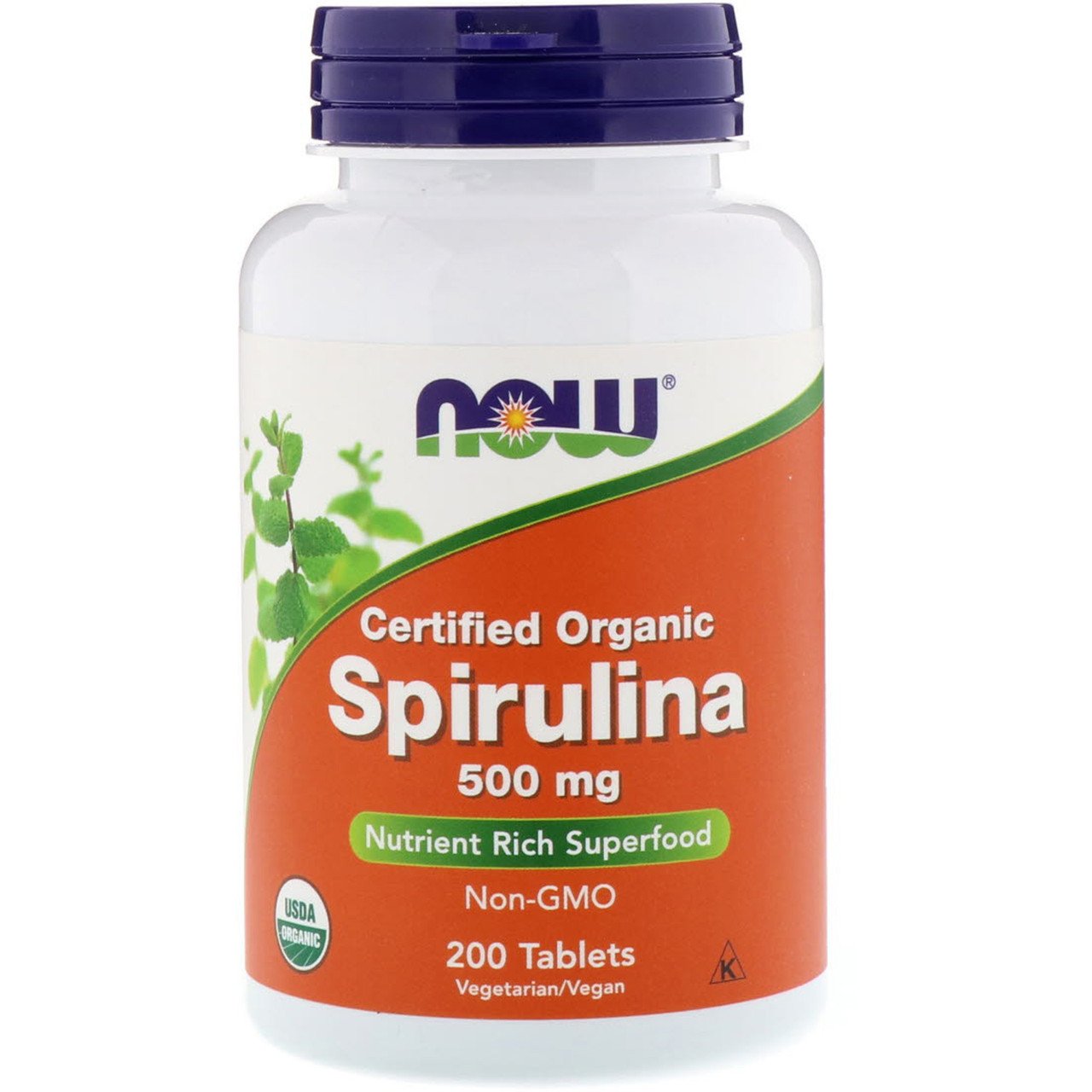 NOW Spirulina 500 мг - 200 таб,  мл, Now. Спец препараты. 