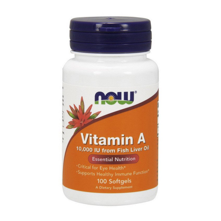 Витамин А Now Foods Vitamin A 10,000 IU (100 капс) нау фудс,  мл, Now. Витамин А. Поддержание здоровья Укрепление иммунитета Здоровье кожи Укрепление волос и ногтей Антиоксидантные свойства 