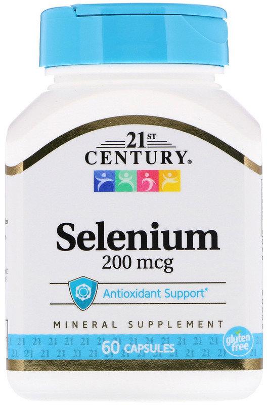 Селен 21st Century Selenium 200 mcg (60 капс) 21 век центури селениум,  ml, 21st Century. Selenium. General Health Immunity enhancement Skin health Strengthening hair and nails 