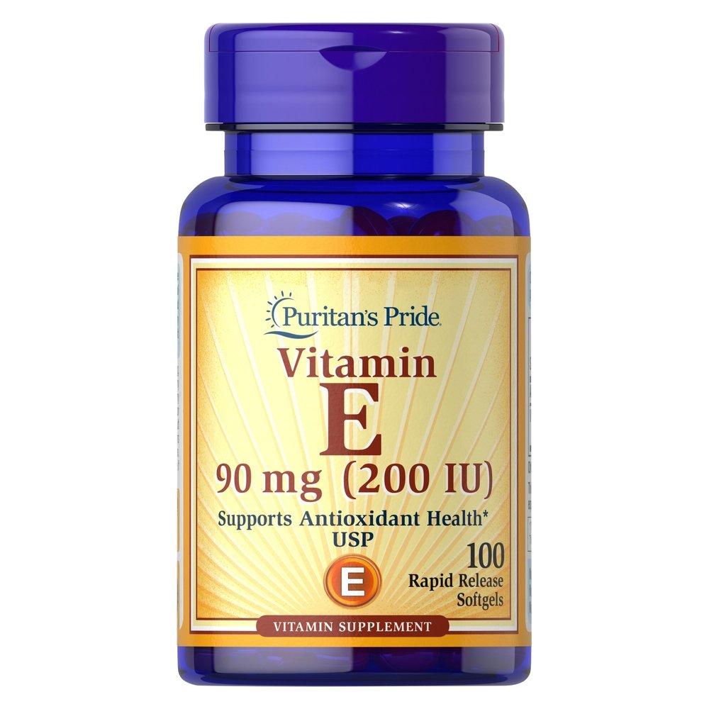 Витамины и минералы Puritan's Pride Vitamin  E 200 IU (90 mg), 100 капсул,  мл, Puritan's Pride. Витамины и минералы. Поддержание здоровья Укрепление иммунитета 