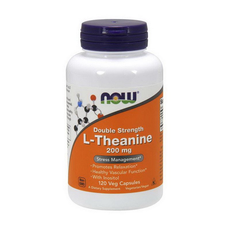 Л-теанин Now Foods L-Theanine 200 mg Double Strenght (120капс) нау фудс,  мл, Now. Теанин. 
