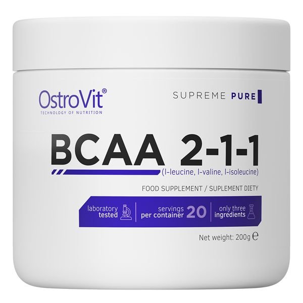 BCAA OstroVit BCAA 2-1-1, 200 грамм Натуральный,  мл, OstroVit. BCAA. Снижение веса Восстановление Антикатаболические свойства Сухая мышечная масса 
