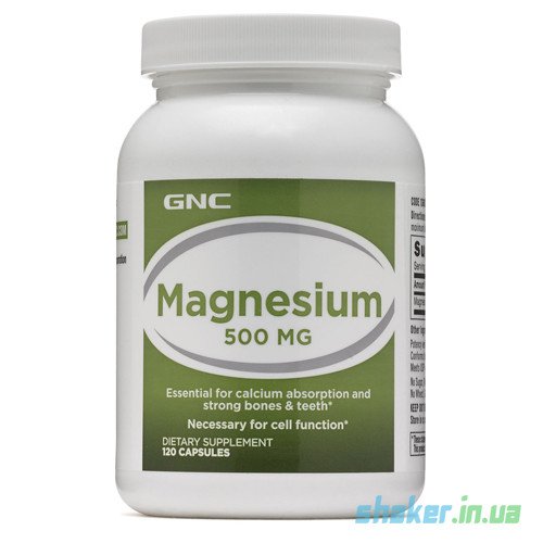 Магний GNC Magnesium 500 мг (120 капс),  мл, GNC. Магний Mg. Поддержание здоровья Снижение холестерина Предотвращение утомляемости 