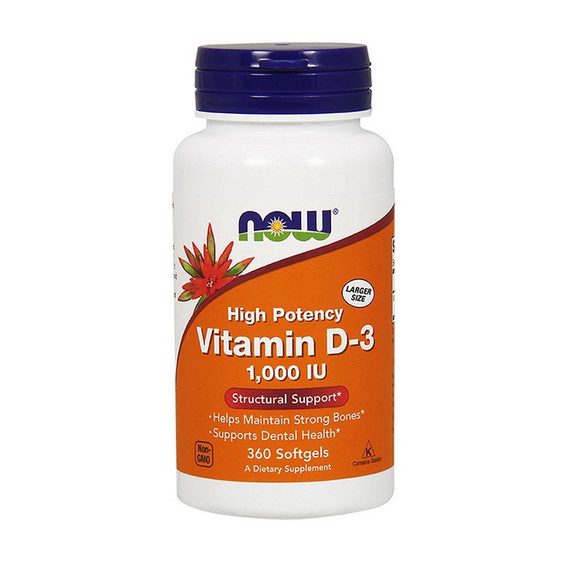 Витамин д3 Now Foods Vitamin D-3 1000 IU (360 капс) нау фудс,  мл, Now. Витамин D. 