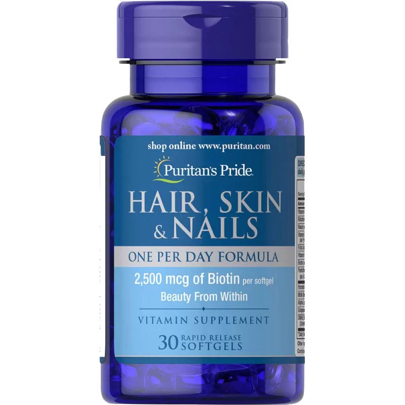 Витамины и минералы Puritan's Pride Hair Skin and Nails One Per Day Formula, 30 капсул,  мл, Puritan's Pride. Витамины и минералы. Поддержание здоровья Укрепление иммунитета 