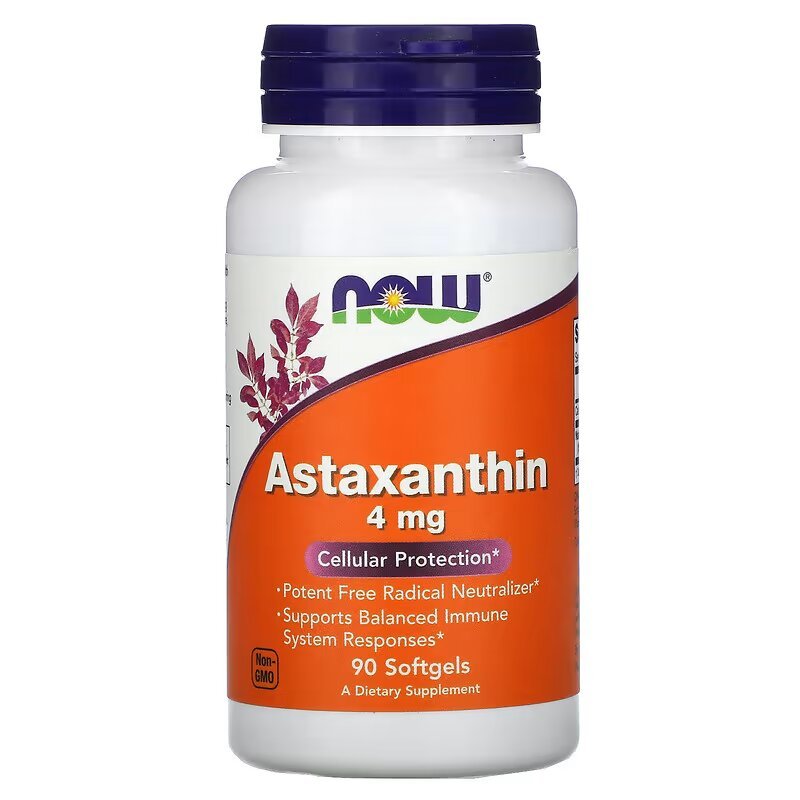 Натуральная добавка NOW Astaxanthin 4 mg, 90 капсул СРОК 04.24,  мл, Now. Hатуральные продукты. Поддержание здоровья 