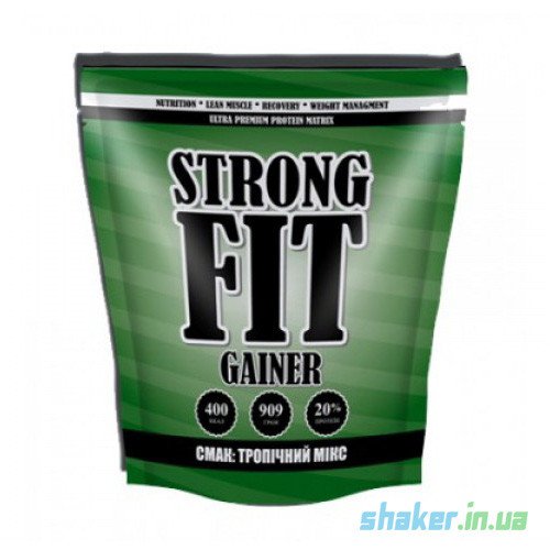 Гейнер для набора массы Strong FIT Gainer 20% (909 г) стронг фит тропічний мікс,  ml, Strong FIT. Gainer. Mass Gain Energy & Endurance स्वास्थ्य लाभ 