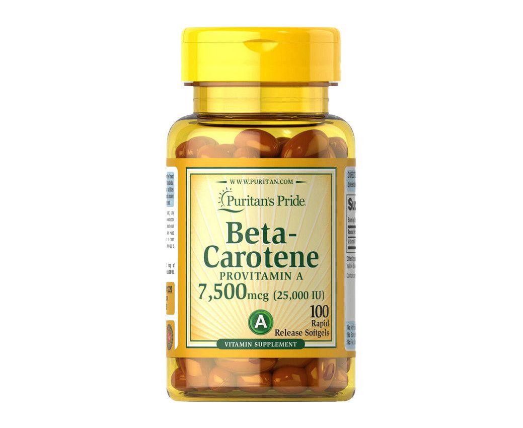 Бета-каротин Puritan's Pride Beta-Carotene Provitamin A 25000 IU 100 Softgels,  ml, Puritan's Pride. Vitamins and minerals. General Health Immunity enhancement 