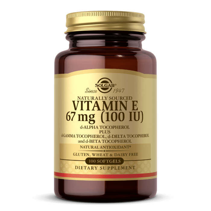 Витамин Е, 67 мг (100 IU), d-Alpha Tocopherol & Mixed Tocopherols, Solgar, 100 желатиновых капсул,  ml, Solgar. Vitamin E. General Health Antioxidant properties 