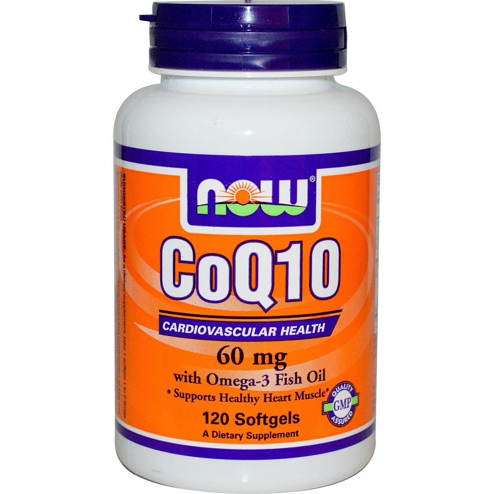 CoQ10 60 mg with Omega-3 Fish Oil, 120 pcs, Now. Coenzym Q10. General Health Antioxidant properties CVD Prevention Exercise tolerance 
