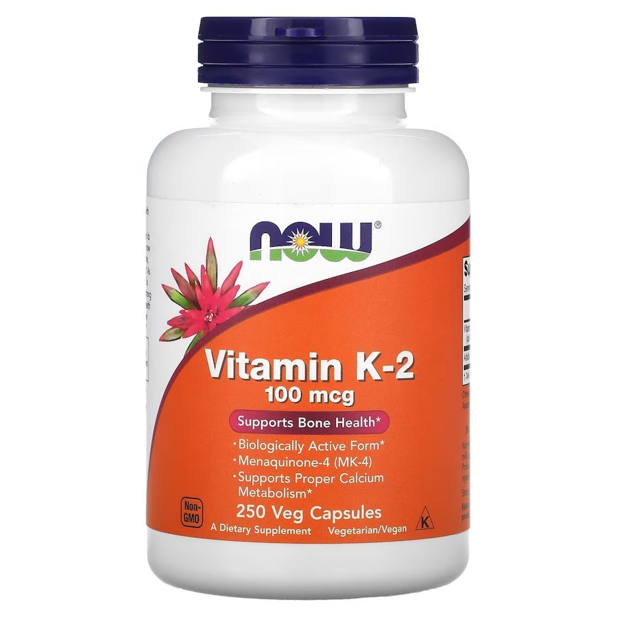 Витамины и минералы NOW Vitamin K2 100 mcg, 250 вегакапсул,  ml, Now. Vitamins and minerals. General Health Immunity enhancement 