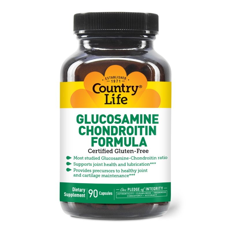 Для суставов и связок Country Life Glucosamine Chondroitin Formula, 90 капсул,  ml, Country Life. For joints and ligaments. General Health Ligament and Joint strengthening 