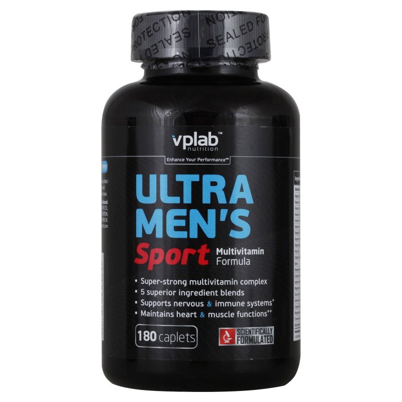 VP Lab Витамины и минералы VPLab Ultra Mens Sport Multivitamin, 180 каплет, , 