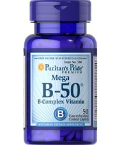 Mega B-50, 50 шт, Puritan's Pride. Витамин B. Поддержание здоровья 