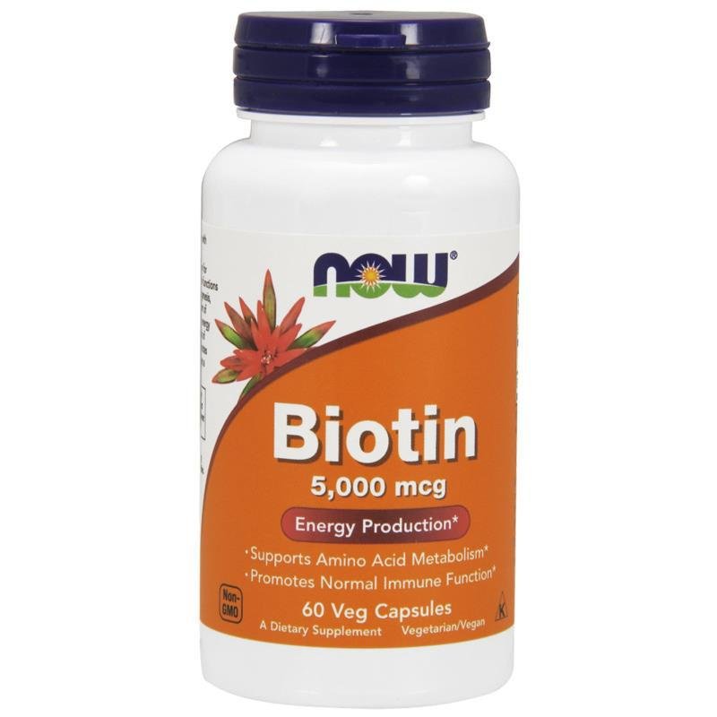 Now NOW Biotin 5000 мкг - 60 веган кап, , 60 