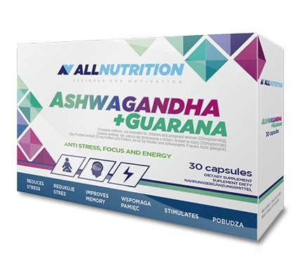 Предтренировочный комплекс AllNutrition Ashwagandha + Guarana, 30 капсул,  ml, AllNutrition. Pre Workout. Energy & Endurance 