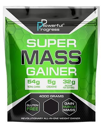 Гейнер Powerful Progress Super Mass Gainer, 4 кг Лесные ягоды,  мл, Powerful Progress. Гейнер. Набор массы Энергия и выносливость Восстановление 