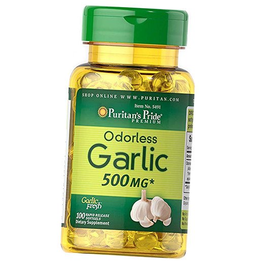Біологічно активна добавка Puritan's Pride Odorless Garlic 500 mg 100 caps,  мл, Puritan's Pride. Спец препараты. 