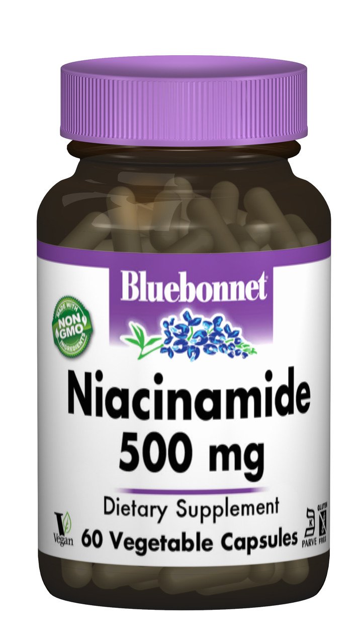 Bluebonnet Nutrition Ниацинамид (B3) 500мг, Bluebonnet Nutrition, 60 гелевых капсул, , 