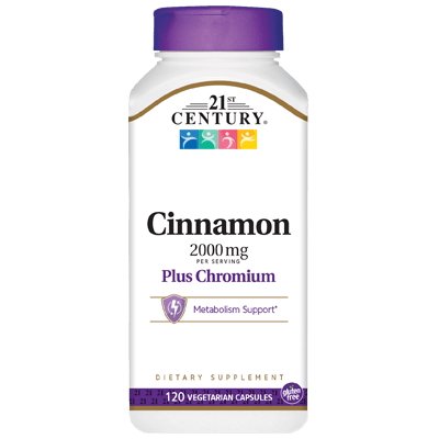 21st Century Натуральная добавка 21st Century Cinnamon Plus Chromium 2000 mg, 120 вегакапсул, , 1 вегакапсула 