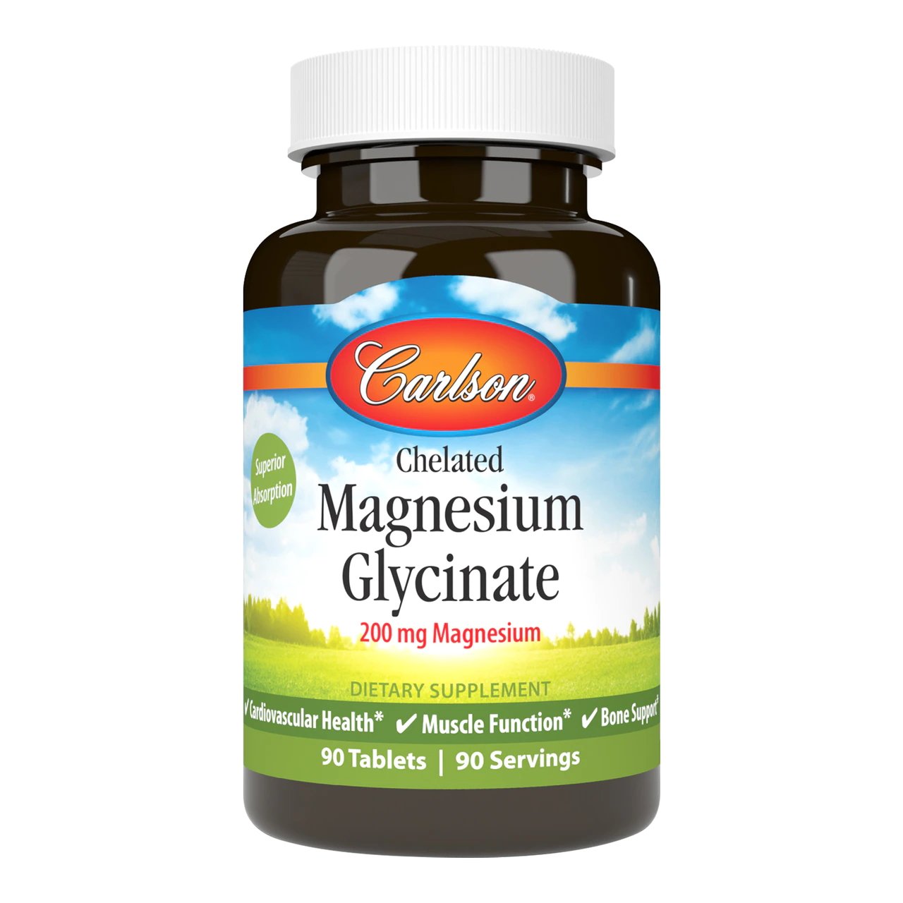 Витамины и минералы Carlson Labs Chelated Magnesium Glycinate, 90 таблеток,  мл, Carlson Labs. Витамины и минералы. Поддержание здоровья Укрепление иммунитета 