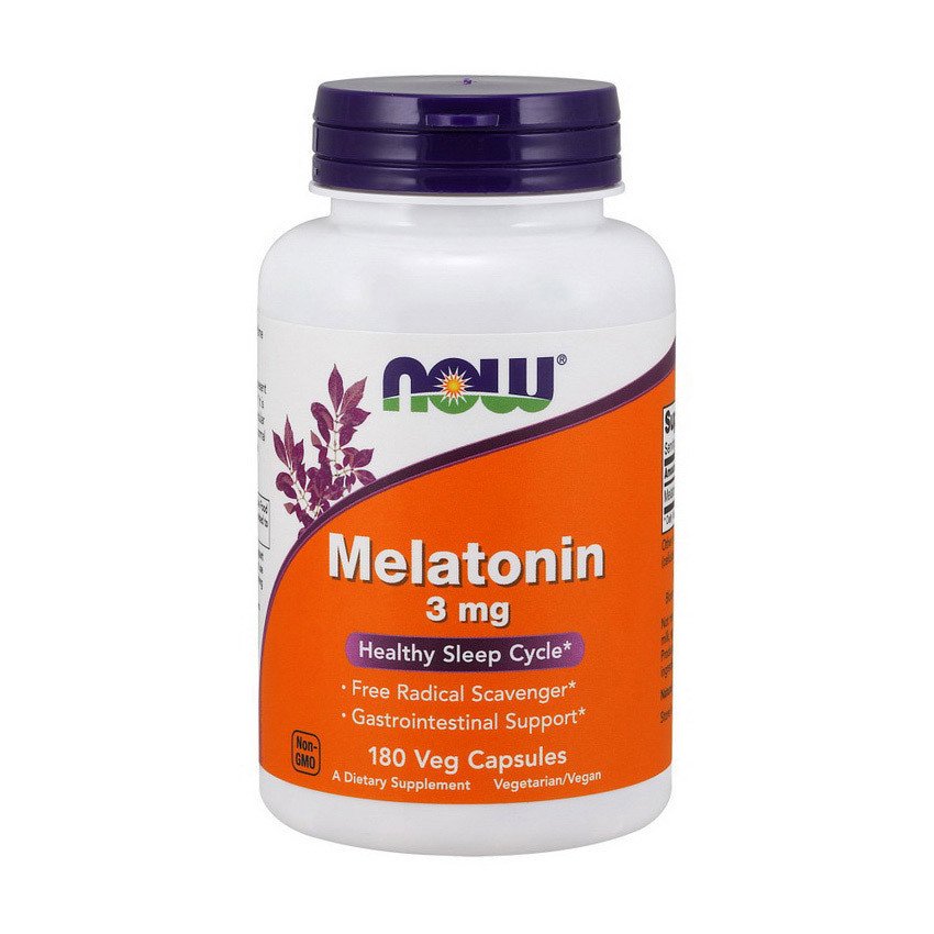 Мелатонин Now Foods Melatonin 3 mg (180 капс) нау фудс,  ml, Now. Melatoninum. Improving sleep recovery Immunity enhancement General Health 