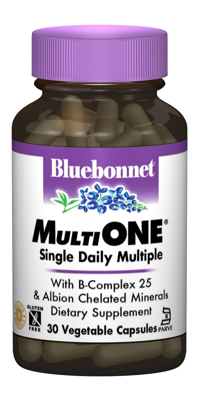 Мультивитамины с железом, MultiONE, Bluebonnet Nutrition, 30 гелевых капсул,  мл, Bluebonnet Nutrition. Витаминно-минеральный комплекс. Поддержание здоровья Укрепление иммунитета 