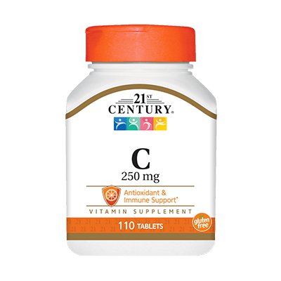 Витамины и минералы 21st Century Vitamin C 250 mg, 110 таблеток,  мл, 21st Century. Витамины и минералы. Поддержание здоровья Укрепление иммунитета 