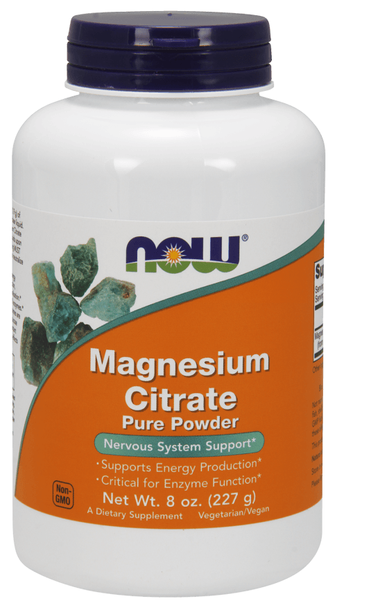 Magnesium Citrate Pure Powder, 227 g, Now. Magnesium Mg. General Health Lowering cholesterol Preventing fatigue 