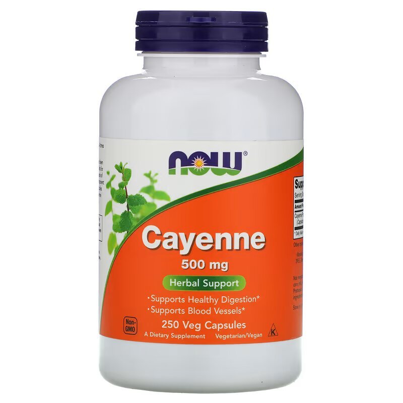Натуральная добавка NOW Cayenne 500 mg, 250 вегакапсул,  мл, Now. Hатуральные продукты. Поддержание здоровья 