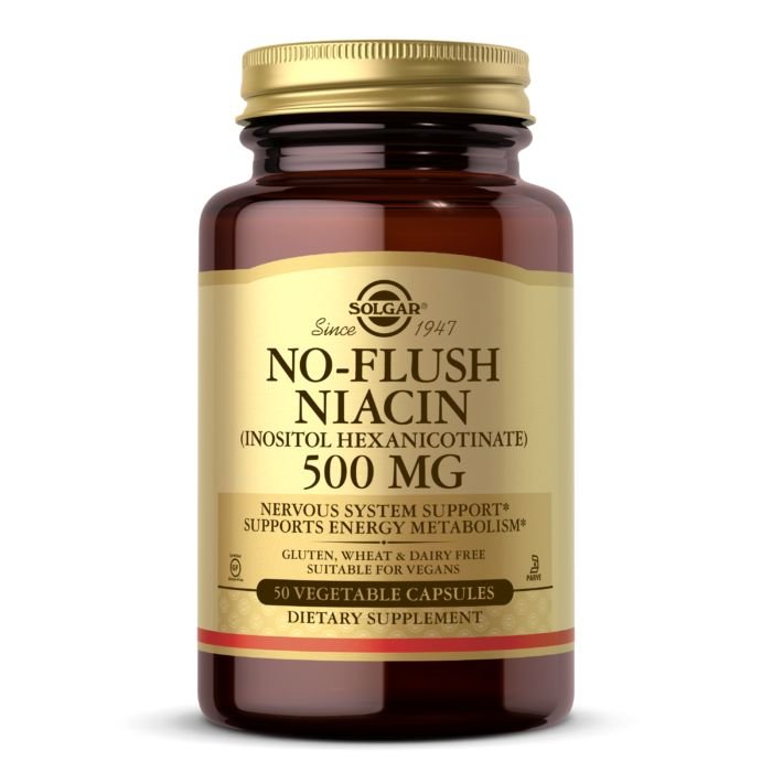 Витамины и минералы Solgar No-Flush Niacin 500 mg (Inositol Hexanicotinate), 50 вегакапсул,  мл, Solgar. Витамины и минералы. Поддержание здоровья Укрепление иммунитета 