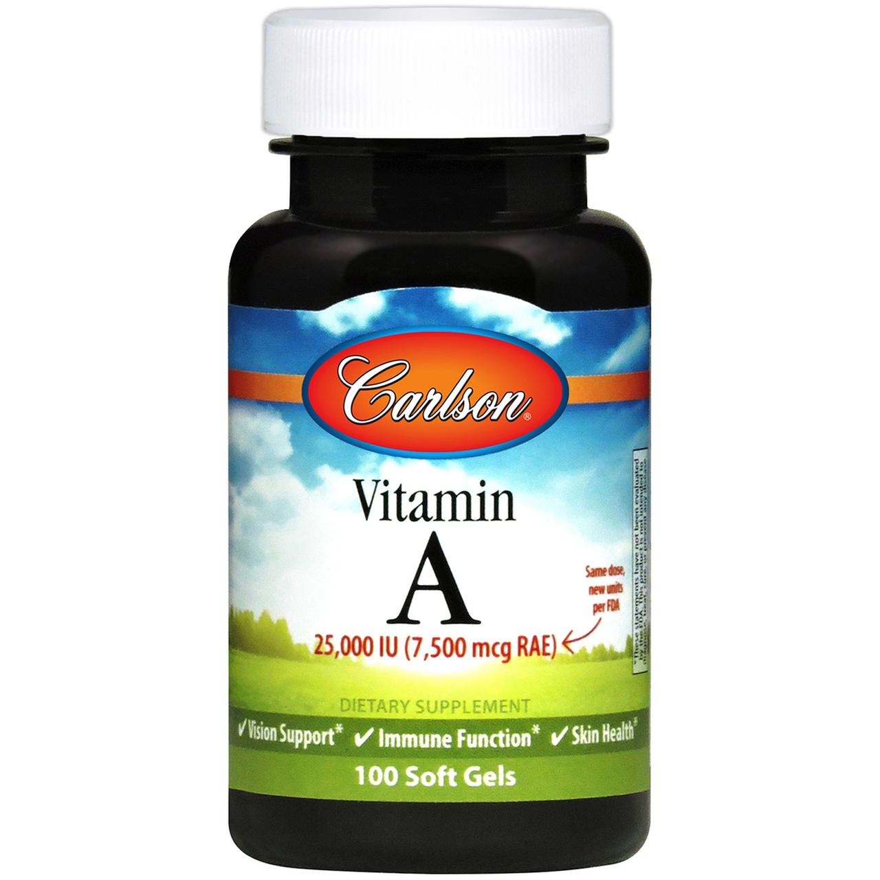 Витамин А Carlson Labs Vitamin A 7 500 mcg (100 капс) карлсон лабс ,  мл, Carlson Labs. Витамин А. Поддержание здоровья Укрепление иммунитета Здоровье кожи Укрепление волос и ногтей Антиоксидантные свойства 