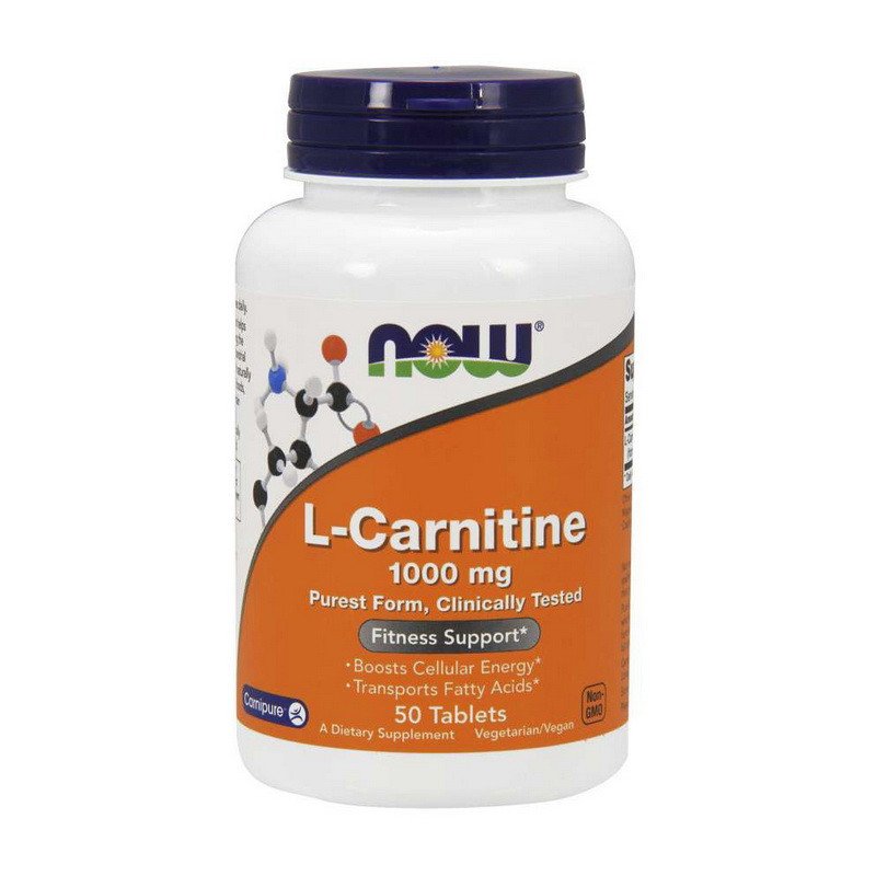Now Л-карнитин Now Foods L-Carnitine 1000 mg purest form (50 таб) нау фудс, , 50 