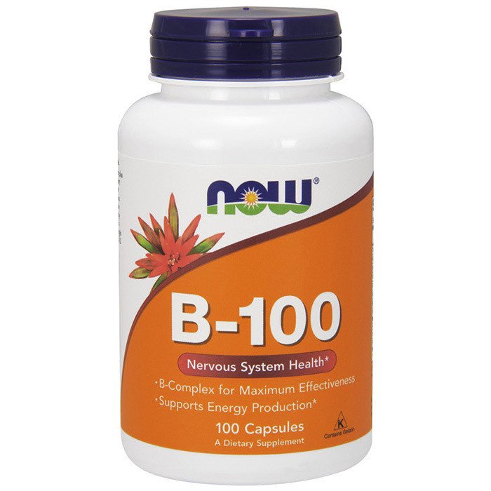Харчова добавка NOW Foods B-100 100 Caps,  ml, Now. Vitamins and minerals. General Health Immunity enhancement 