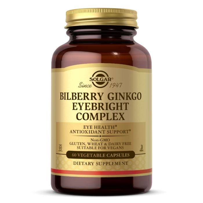 Натуральная добавка Solgar Bilberry Ginkgo Eyebright Complex, 60 капсул,  мл, Solgar. Hатуральные продукты. Поддержание здоровья 