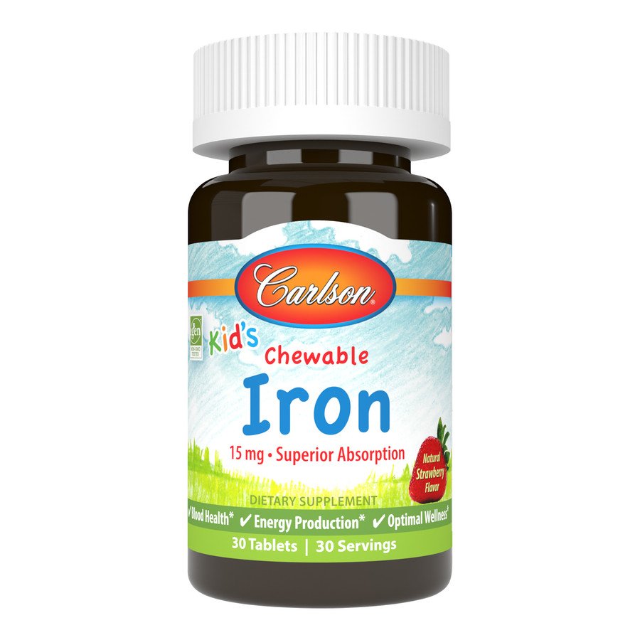 Carlson Labs Витамины и минералы Carlson Labs Kid's Chewable Iron, 30 таблеток Клубника, , 