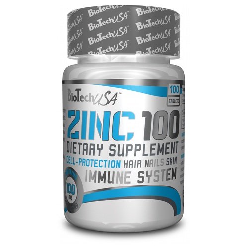 Zinc 100, 100 шт, BioTech. Цинк Zn, Цинк. Поддержание здоровья 