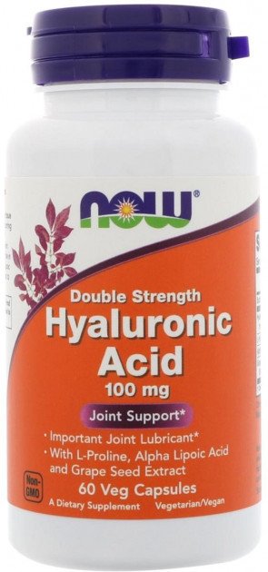 Гіалуронова кислота NOW Foods Hyaluronic Acid 100 mg 60 caps (термін 05/2022),  мл, Now. Спец препараты. 