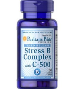 Stress B Complex with C-500, 60 шт, Puritan's Pride. Витамин B. Поддержание здоровья 