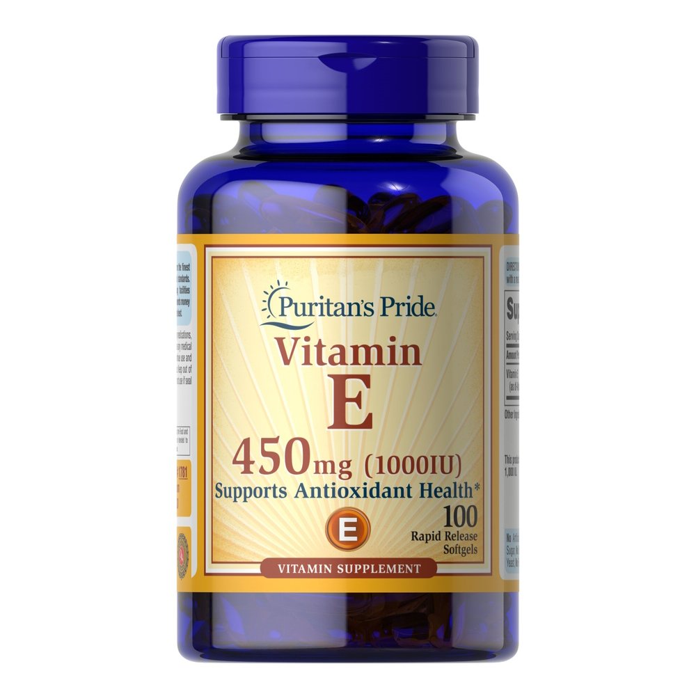 Витамины и минералы Puritan's Pride Vitamin E 1000 IU (450 mg), 100 капсул,  ml, Puritan's Pride. Vitamins and minerals. General Health Immunity enhancement 