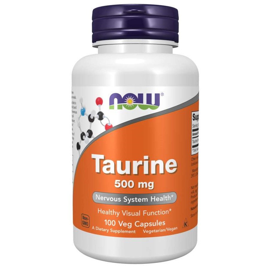 Аминокислота NOW Taurine 500 mg, 100 вегакапсул,  мл, Now. Аминокислоты. 