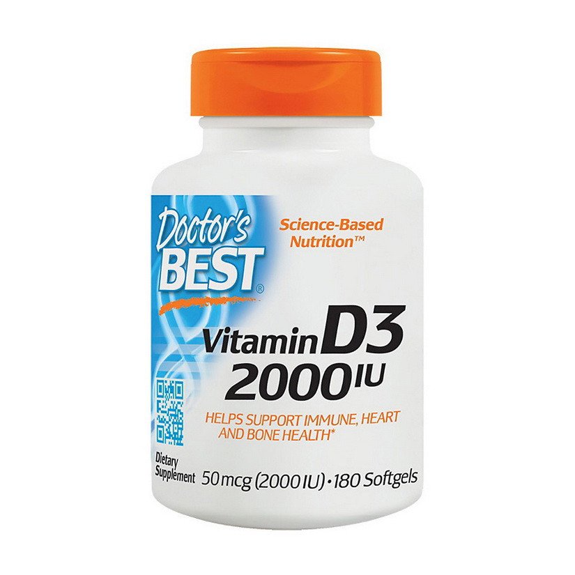 Витамин д3 Doctor's BEST Vitamin D3 2000 IU (180 капс) доктор бест,  мл, Doctor's BEST. Витамин D. 