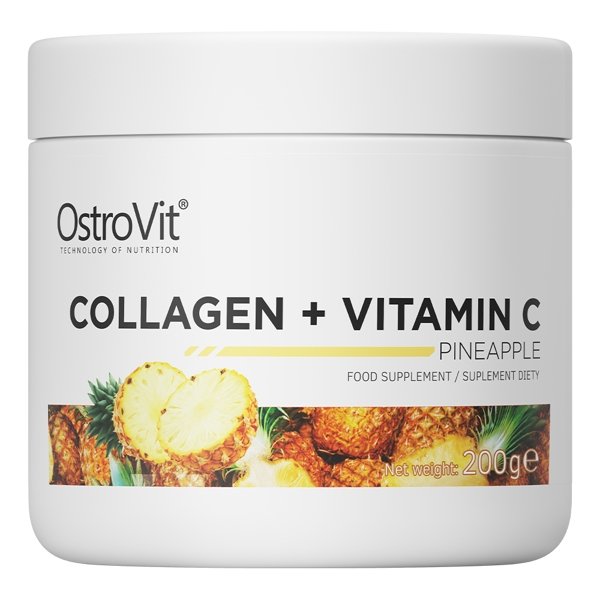 Для суставов и связок OstroVit Collagen + Vitamin C, 200 грамм Ананас,  мл, OstroVit. Хондропротекторы. Поддержание здоровья Укрепление суставов и связок 
