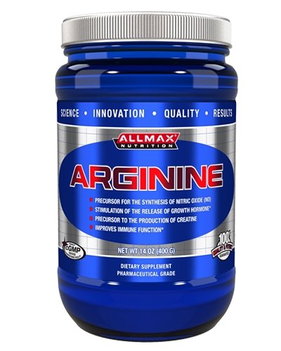 Arginine, 400 g, AllMax. Arginina. recuperación Immunity enhancement Muscle pumping Antioxidant properties Lowering cholesterol Nitric oxide donor 