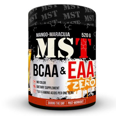 BCAA MST BCAA EAA Zero, 520 грамм Манго-маракуйя,  мл, MST Nutrition. BCAA. Снижение веса Восстановление Антикатаболические свойства Сухая мышечная масса 